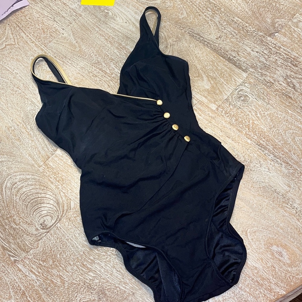 Vintage Longitude Black & Gold Swim Suit